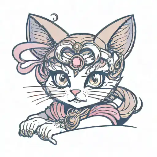 sailor moon cat sitting tattoo design idea