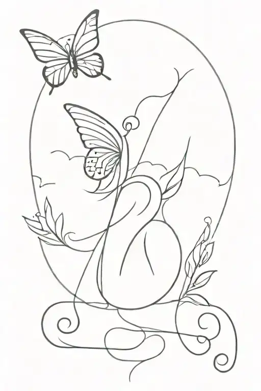 A virgo zodiac sign with an angel number of 222 and a butterfly  tattoo design idea