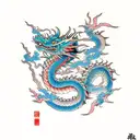 Full left arm rising Dragon with Sakura's tree tattoo design idea