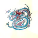 Full left arm rising Dragon with Sakura's tree tattoo design idea