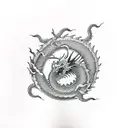 Full left arm rising Dragon with Sakura's tree tattoo design idea