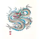 Full left arm rising Dragon with Sakura's tree tattoo design idea