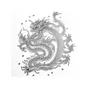 Full left arm rising Dragon with Sakura's tree tattoo design idea