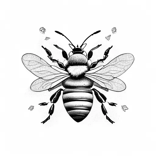 bee with king crown tattoo design idea