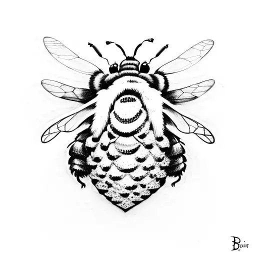 bumble bee with heart tattoo design idea