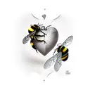 bumble bee stinging heart tattoo design idea