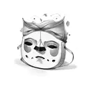 sad face under happy mask tattoo design idea