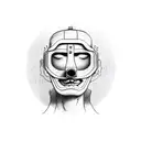 sad face under happy mask tattoo design idea