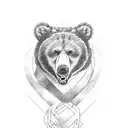 papa bear with 4 cubs tattoo design idea