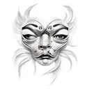 sad face, happy mask tattoo design idea
