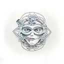 sad face, under happy mask tattoo design idea