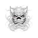 sad face, under happy mask tattoo design idea
