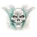 sad face, under happy mask tattoo design idea