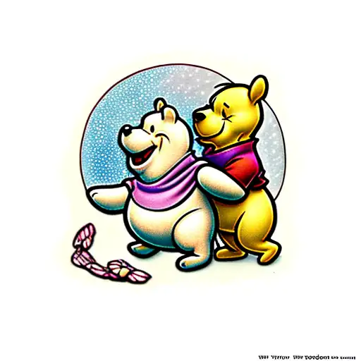 whinnie the pooh with pink spots tattoo design idea