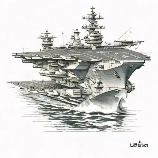 USS Carl Vinson aircraft carrier side profile tattoo design idea