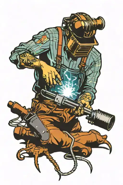 welder working tattoo design idea