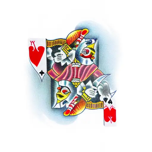 Playing cards surrounded by flames tattoo design idea