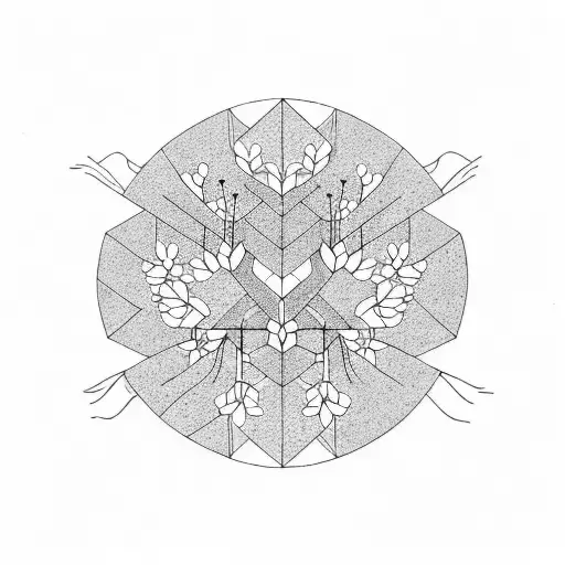 Cherry Blossom branch in the style of Frank Lloyd wright tattoo design idea