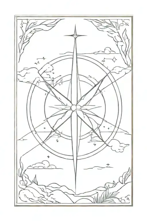 Celestial compass guiding through the wilderness tattoo design idea