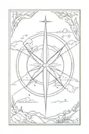 Celestial compass guiding through the wilderness tattoo design idea