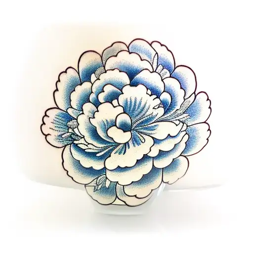 bowl glass smiley vase with peony tattoo design idea
