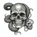 Skull snake monument tattoo design idea