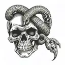 Skull snake monument tattoo design idea