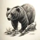 bear with claws mountain windy river moonlight tattoo design idea
