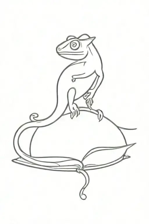 chameleon on a book tattoo design idea