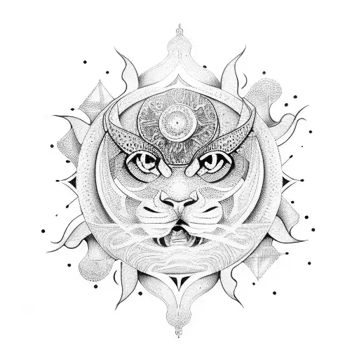 sun and tribal tattoo design idea