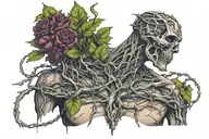 Thorned vines into barbed wire across the collar bones tattoo design idea