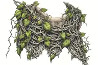 Thorned vines into barbed wire across the collar bones tattoo design idea