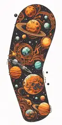 space and planets with patterns  tattoo design idea