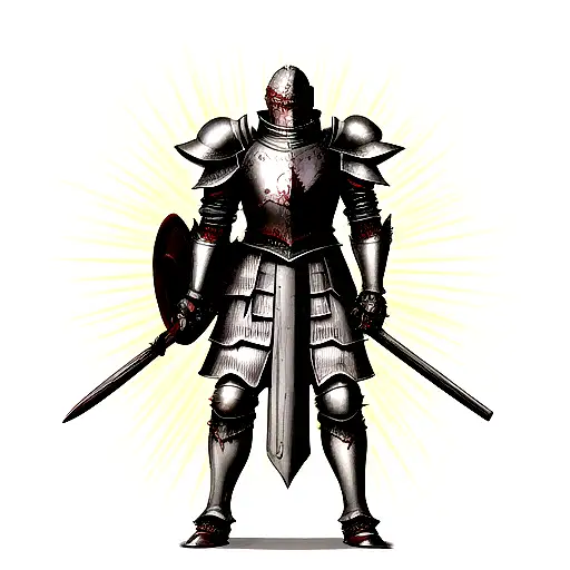 Berserk armor from the anime with the curse mark embeded for calf tattoo design idea