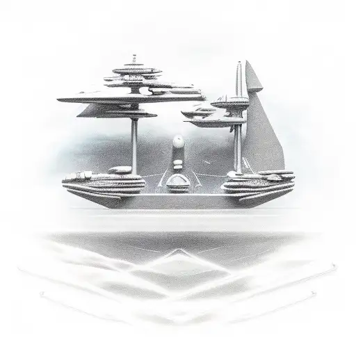 interstellar docking scene that shows the damaged endurance spinning with the ship cooper pilots. both ships tattoo design idea