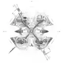 interstellar docking scene that shows the damaged endurance spinning with the ship cooper pilots. both ships tattoo design idea