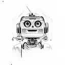 Johnny 5 from short circuit when he is damaged . but wearing a us navy dress blue uniform that is torn tattoo design idea