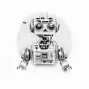 Johnny 5 from short circuit when he is damaged . but wearing a us navy dress blue uniform that is torn tattoo design idea