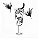 Gin tonic alcoholic drink glass with iguana climbing it tattoo design idea