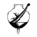 Gin tonic alcoholic drink glass with iguana climbing it tattoo design idea