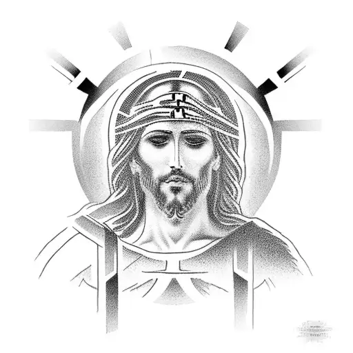 jesus on cross with the words "trust god" tattoo design idea