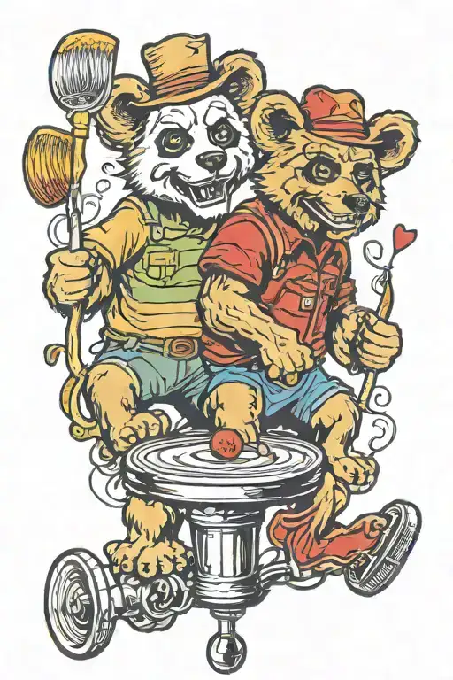 Grateful Dead bears playing disc golf tattoo design idea