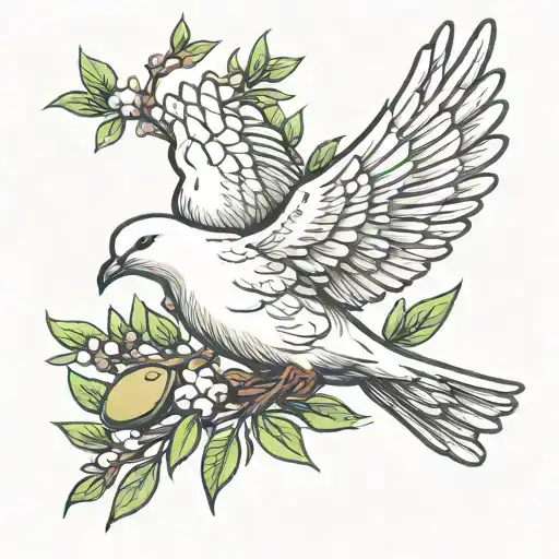 dove carrying an olive branch tattoo design idea