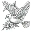 dove carrying an olive branch tattoo design idea