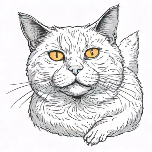 orange fat cat sitting tattoo design idea