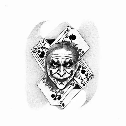 joker on a deck of cards tattoo design idea