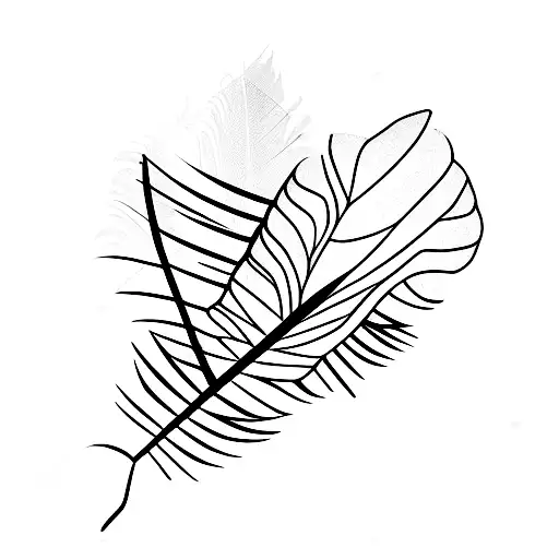 palm tree with feathers as leafs tattoo design idea