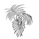 palm tree with feathers as leafs tattoo design idea