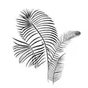 palm tree with feathers as leafs tattoo design idea