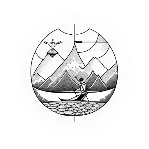 Kayak, Canoe, Skiing, Photography Combined tattoo design idea